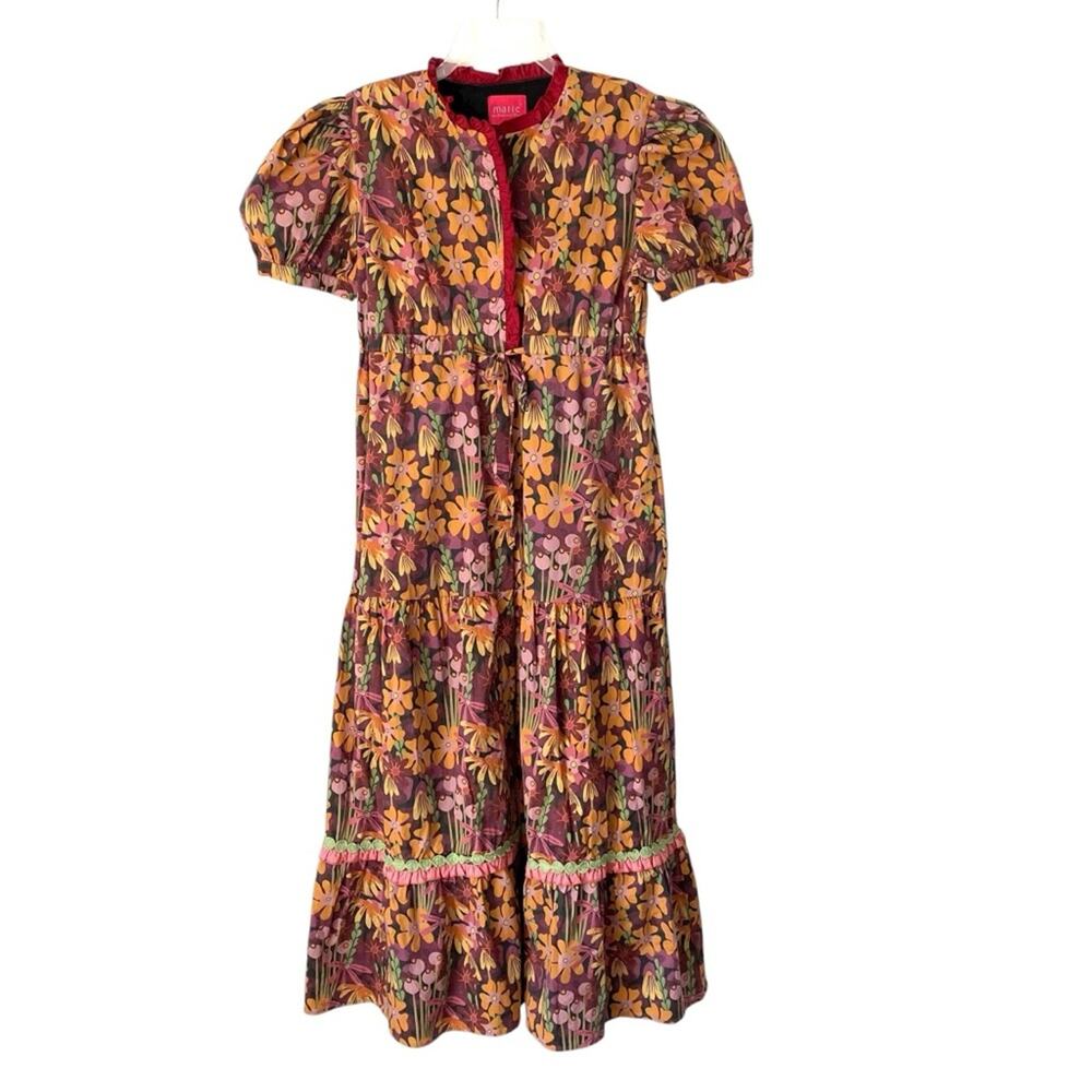 Marie by Victoria Dunn Genevieve Dress Midnight Rose Print large Plum Floral